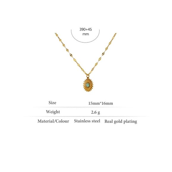 New 18K Gold Plated Sunflower Natural Stone Necklace - Picture 6 of 7